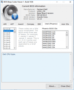 Bios beep codes viewer 1.0.3.1036 Portable [En]