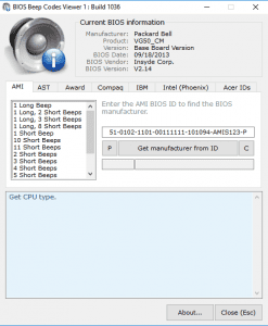 Bios beep codes viewer 1.0.3.1036 Portable [En]